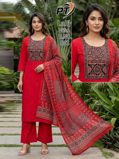 Lally Vol 6 Pt Dhabu Cotton Readymade Plazzo Style Suits Supplier