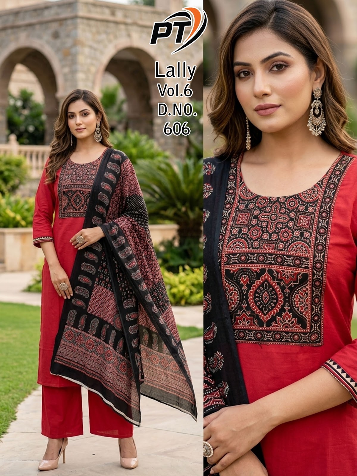 Lally Vol 6 Pt Dhabu Cotton Readymade Plazzo Style Suits Supplier