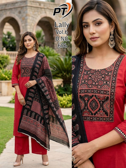 Lally Vol 6 Pt Dhabu Cotton Readymade Plazzo Style Suits Supplier