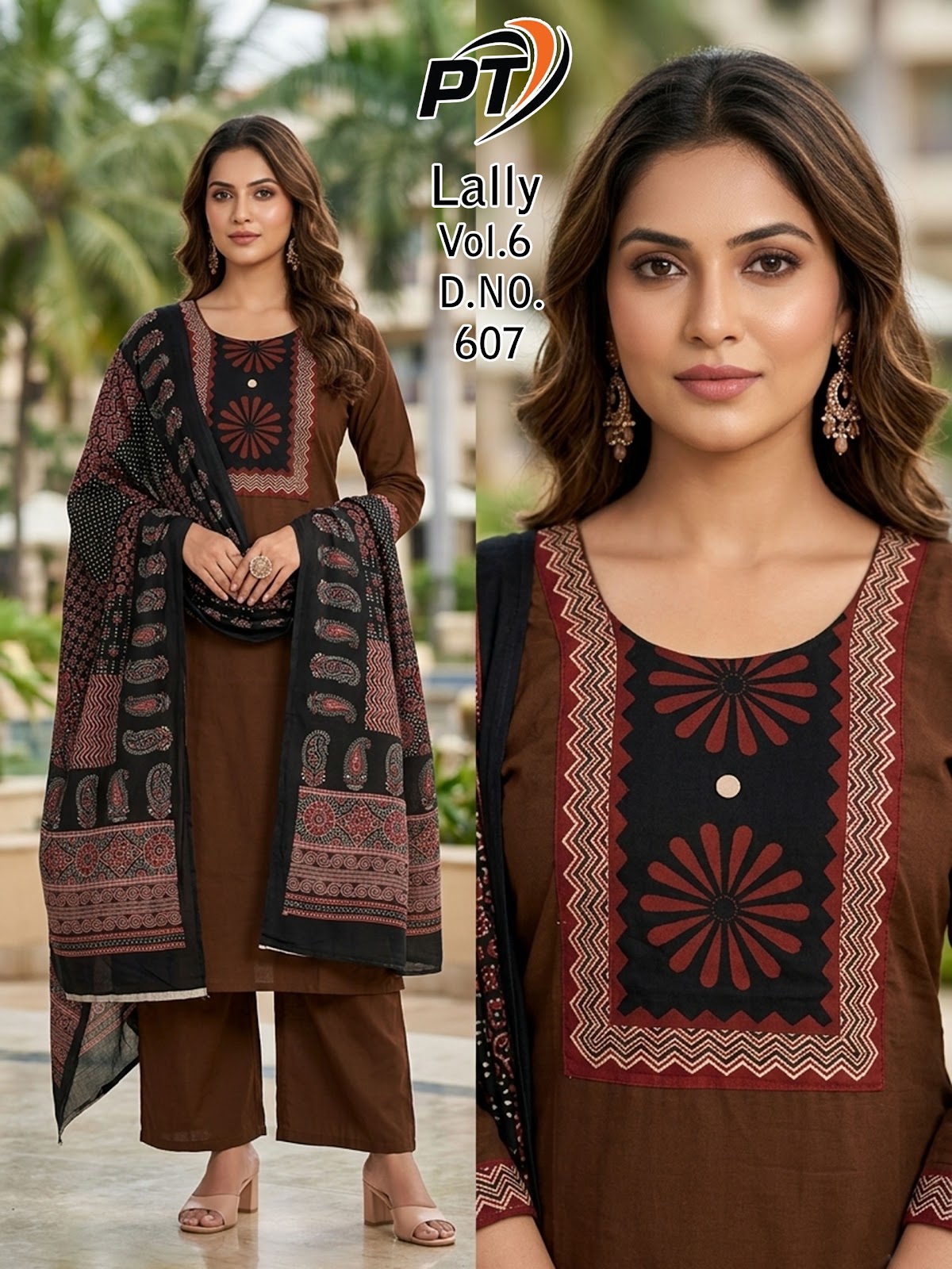 Lally Vol 6 Pt Dhabu Cotton Readymade Plazzo Style Suits Supplier