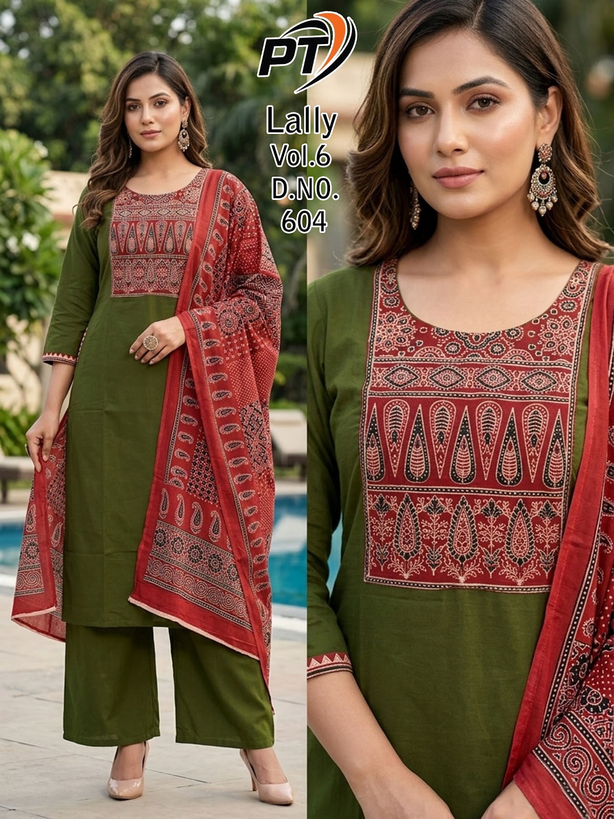 Lally Vol 6 Pt Dhabu Cotton Readymade Plazzo Style Suits Supplier