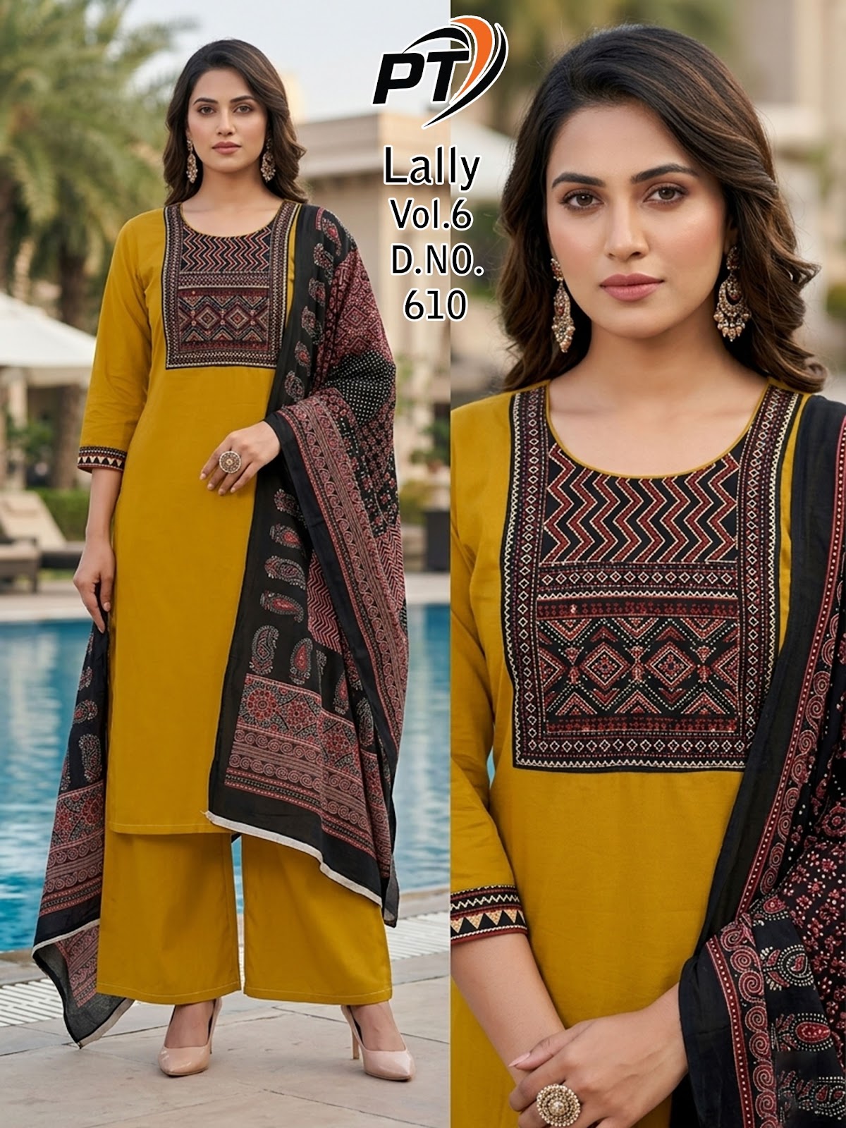 Lally Vol 6 Pt Dhabu Cotton Readymade Plazzo Style Suits Supplier