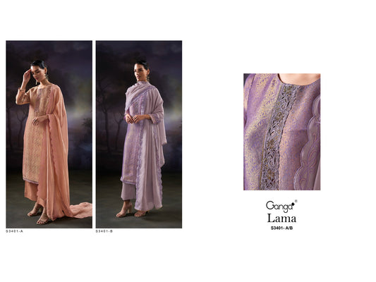 Lama 3401 Ganga Premium Bemberg Plazzo Style Suits Wholesaler Gujarat