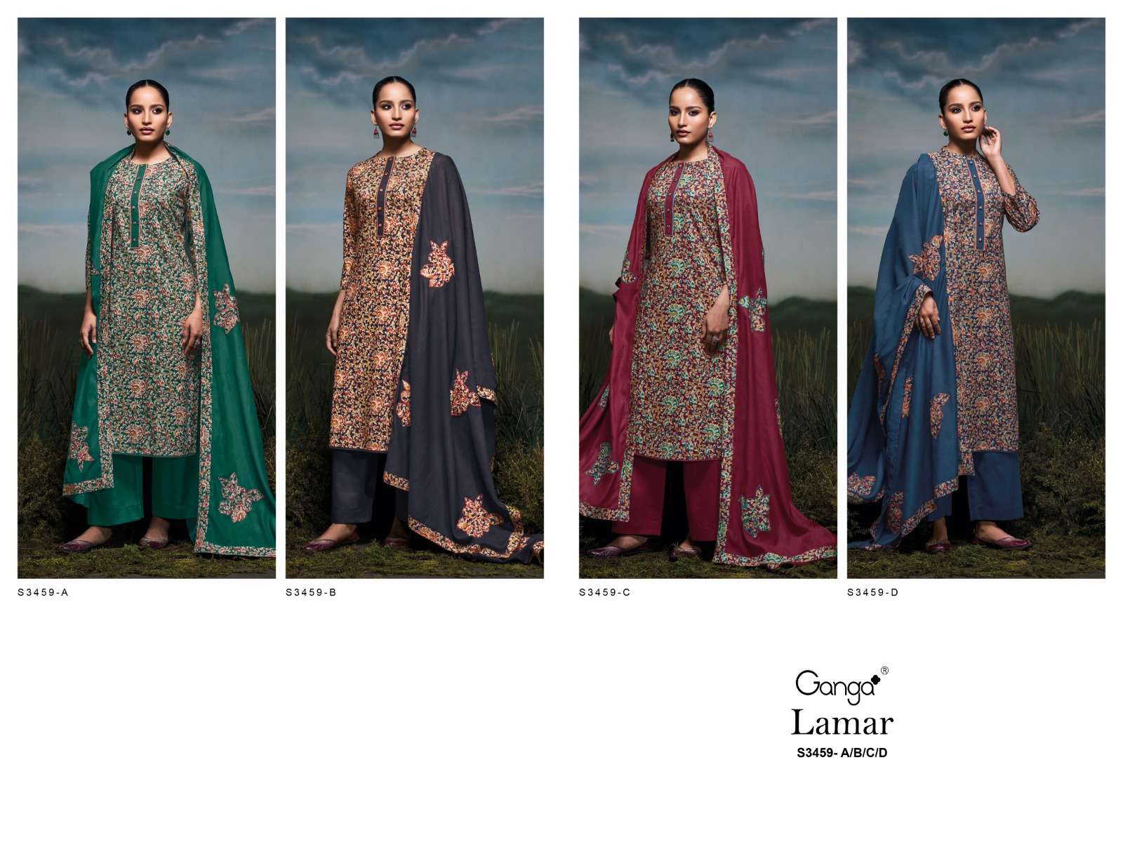 Lamar 3459 Ganga Cotton Pant Style Suits Manufacturer India