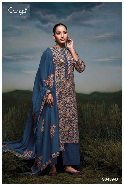 Lamar 3459 Ganga Cotton Pant Style Suits Manufacturer India