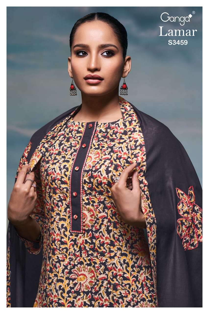 Lamar 3459 Ganga Cotton Pant Style Suits Manufacturer India