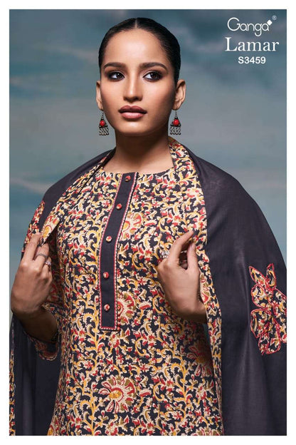 Lamar 3459 Ganga Cotton Pant Style Suits Manufacturer India