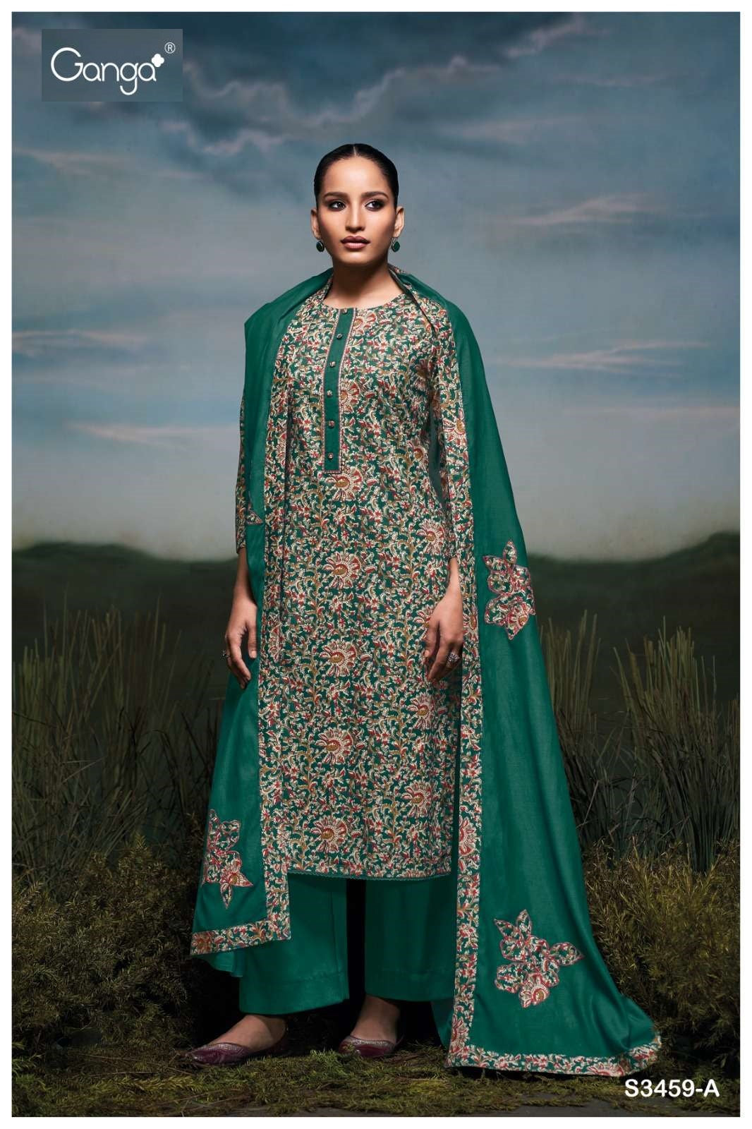 Lamar 3459 Ganga Cotton Pant Style Suits Manufacturer India