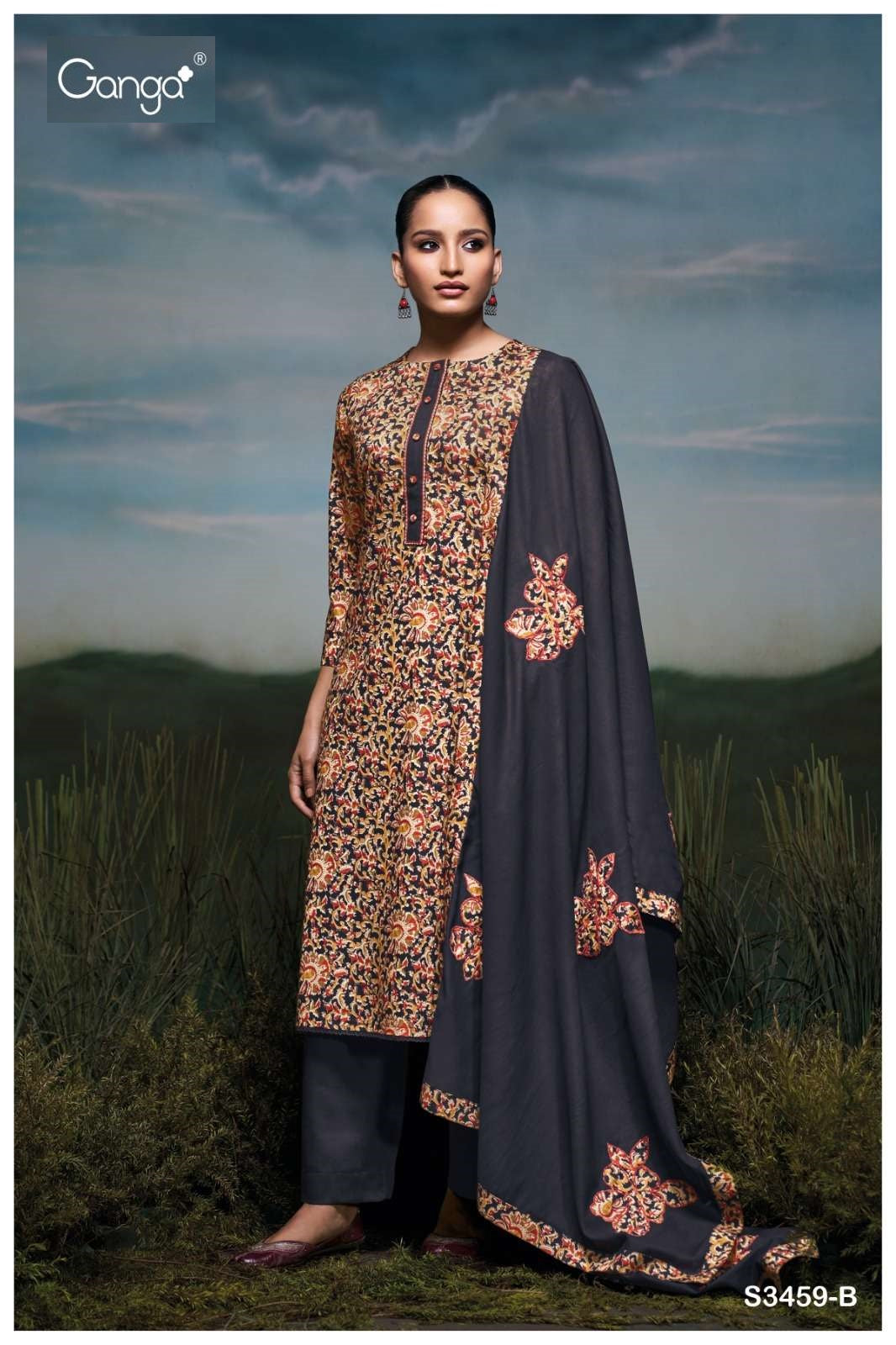 Lamar 3459 Ganga Cotton Pant Style Suits Manufacturer India