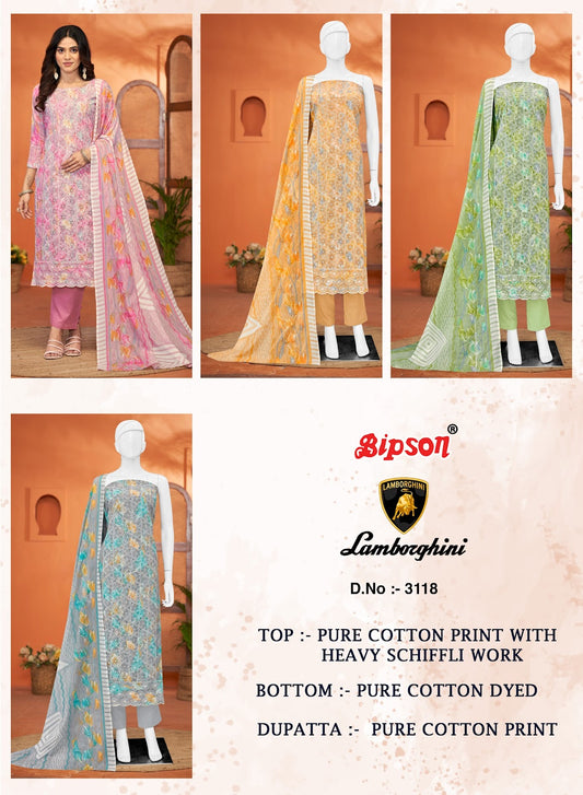 Lamborghini-3118 Bipson Prints Pure Cotton Pant Style Suits Exporter Gujarat