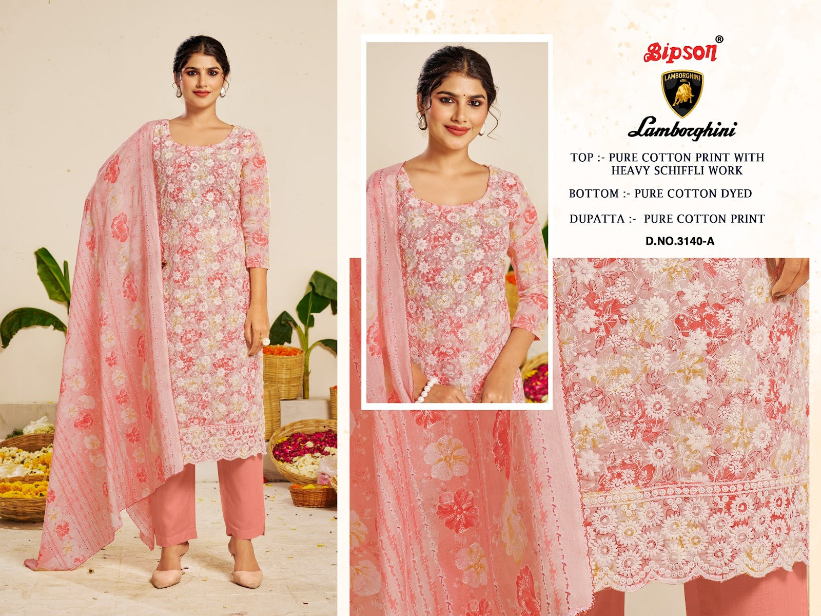 Lamborghini 3140 Bipson Prints Pure Cotton Pant Style Suits Supplier