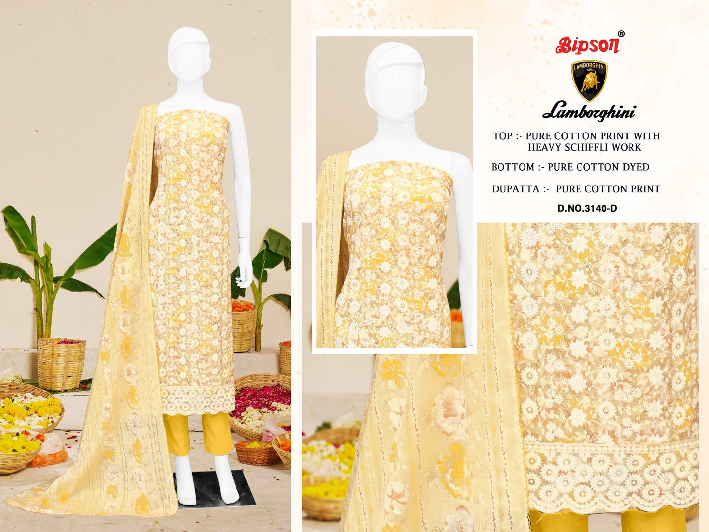 Lamborghini 3140 Bipson Prints Pure Cotton Pant Style Suits Supplier