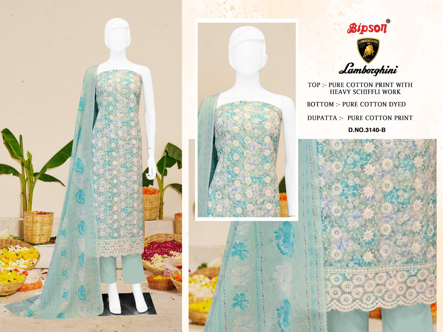 Lamborghini 3140 Bipson Prints Pure Cotton Pant Style Suits Supplier