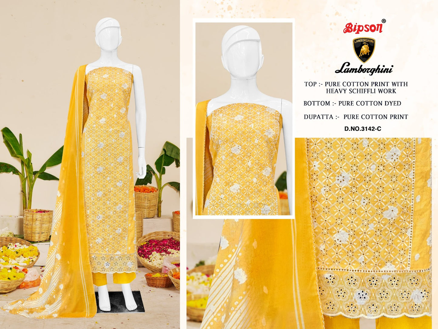 Lamborghini 3142 Bipson Prints Pure Cotton Pant Style Suits Manufacturer