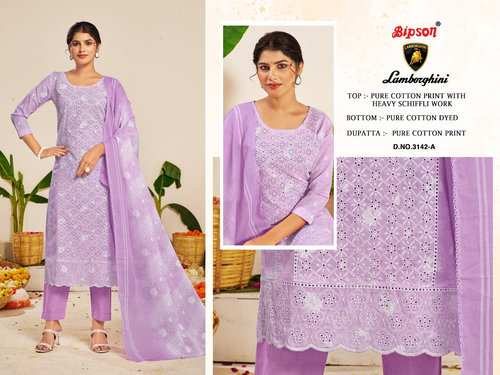 Lamborghini 3142 Bipson Prints Pure Cotton Pant Style Suits Manufacturer