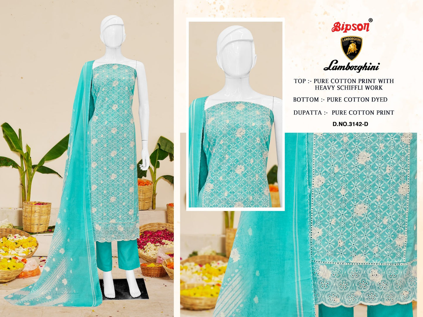 Lamborghini 3142 Bipson Prints Pure Cotton Pant Style Suits Manufacturer