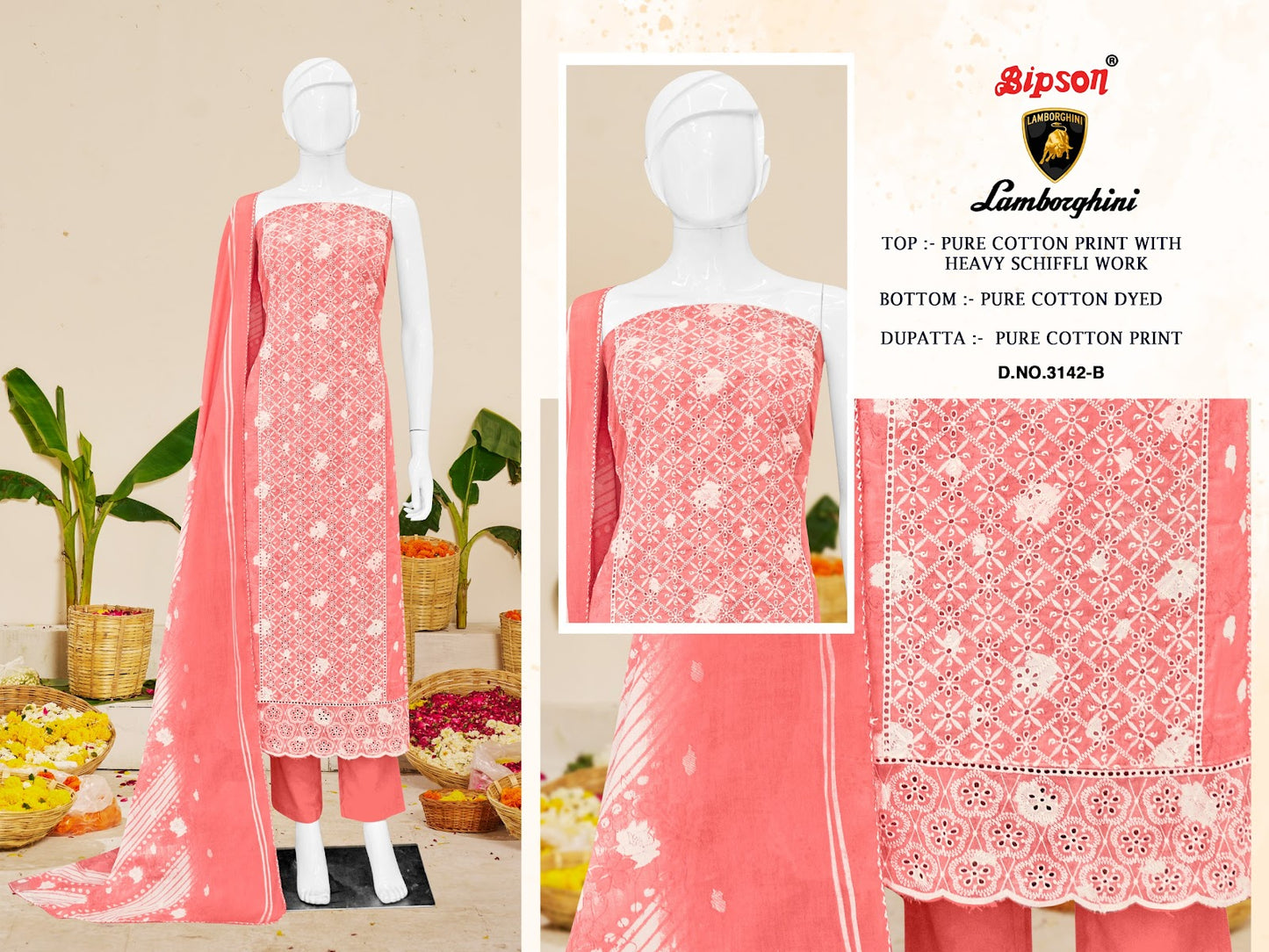 Lamborghini 3142 Bipson Prints Pure Cotton Pant Style Suits Manufacturer