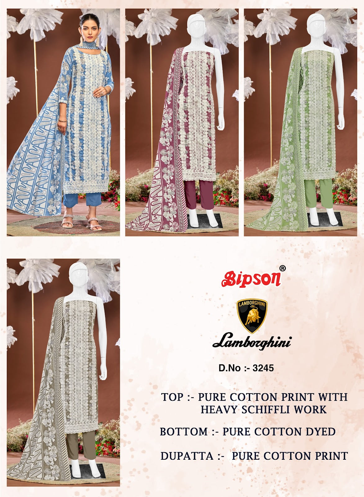 Lamborghini 3245 Bipson Prints Pure Cotton Pant Style Suits Manufacturer Ahmedabad