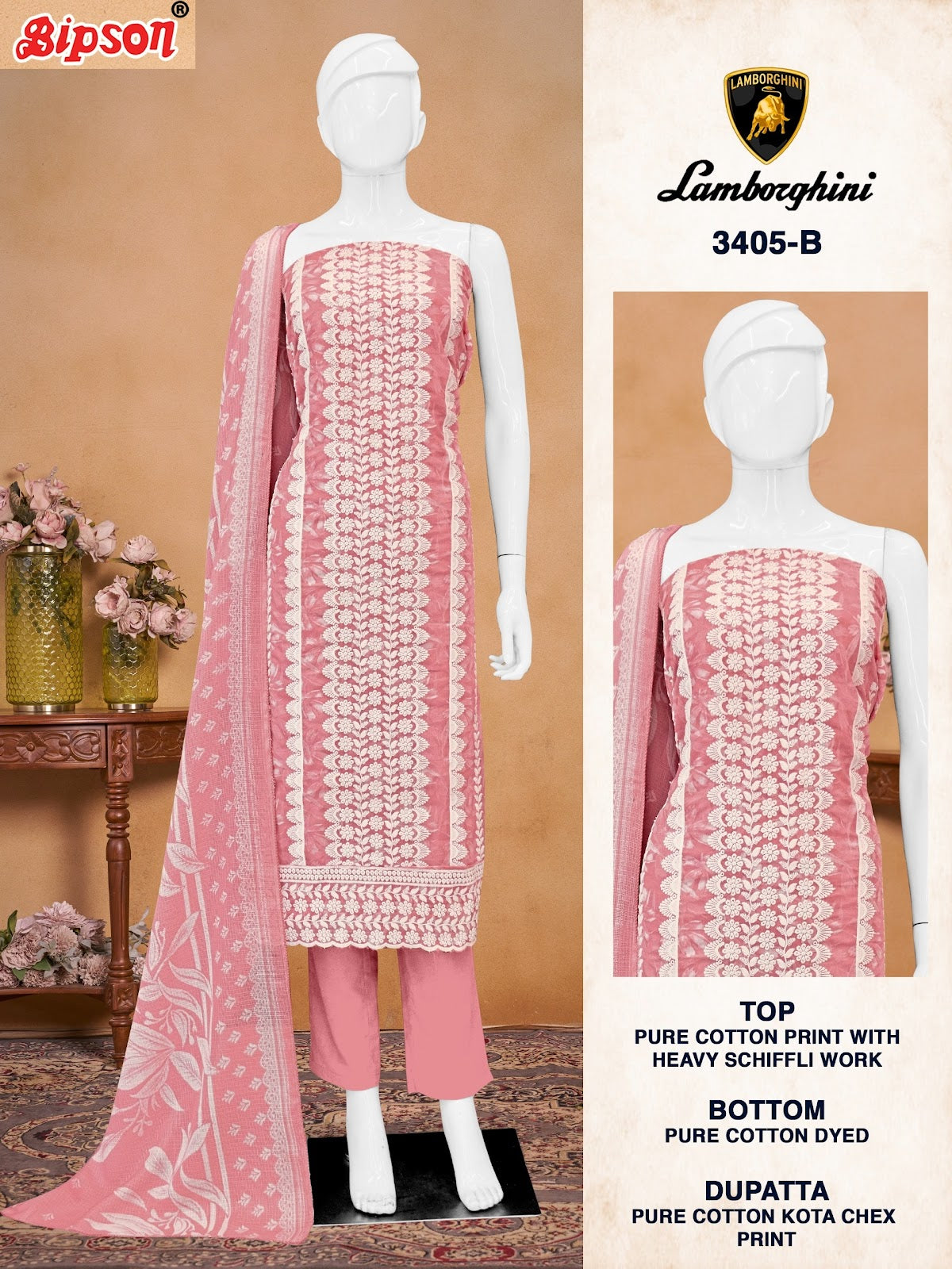 Lamborghini 3405 Bipson Prints Pure Cotton Pant Style Suits Manufacturer India