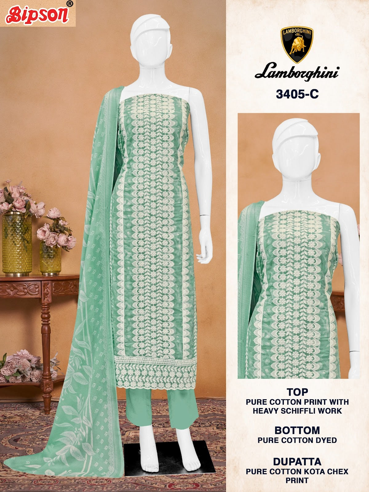 Lamborghini 3405 Bipson Prints Pure Cotton Pant Style Suits Manufacturer India