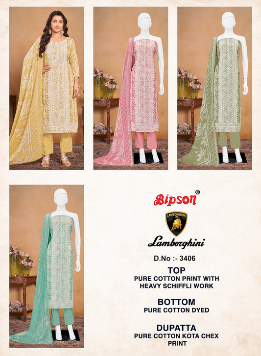 Lamborghini 3406 Bipson Prints Pure Cotton Pant Style Suits Supplier India