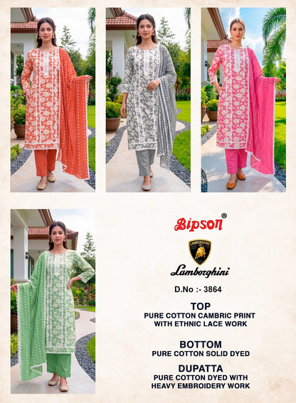 Lamborghini 3864 Bipson Prints Cotton Pant Style Suits Supplier India