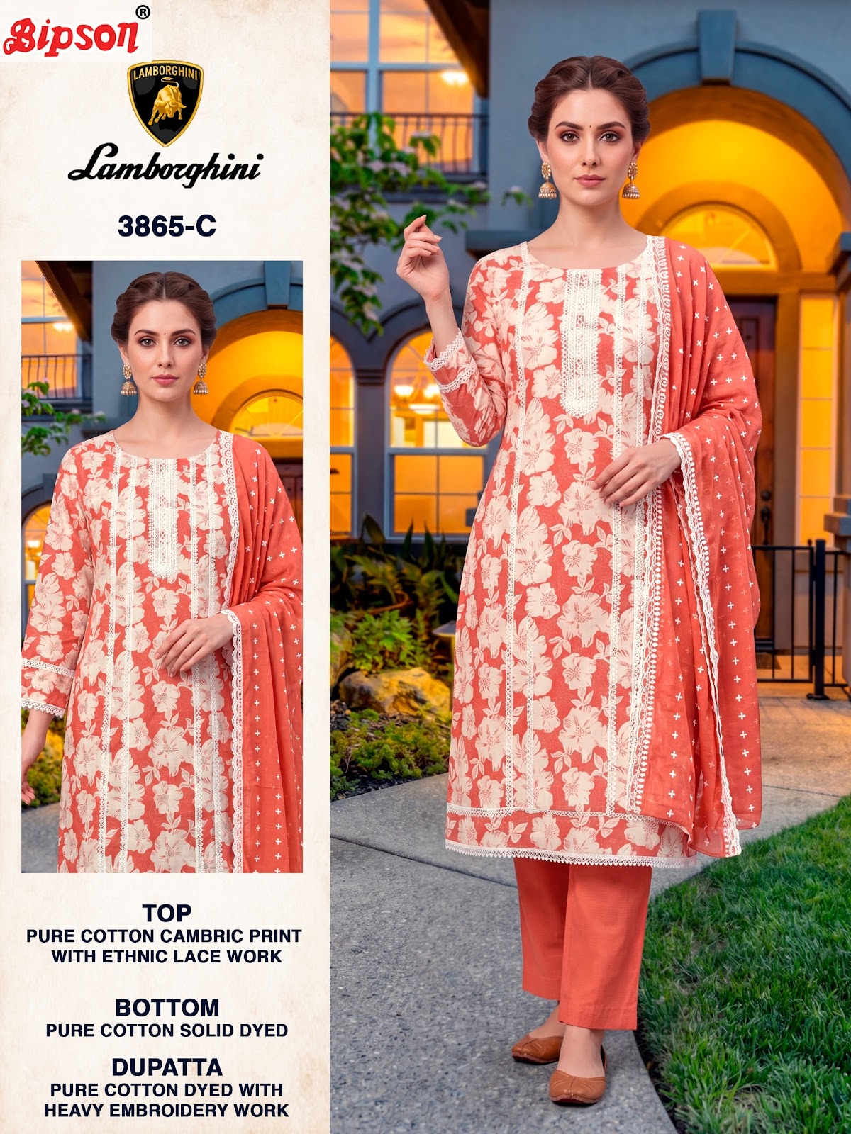 Lamborghini 3865 Bipson Prints Cotton Pant Style Suits Manufacturer India