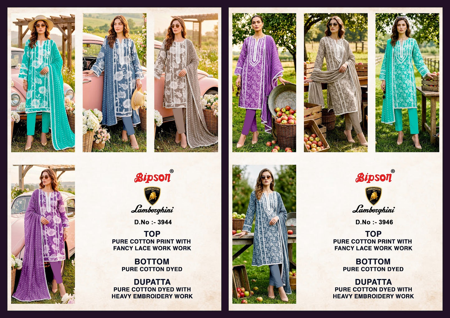 Lamborghini 3944-3946 Bipson Prints Cotton Pant Style Suits Wholesaler Ahmedabad