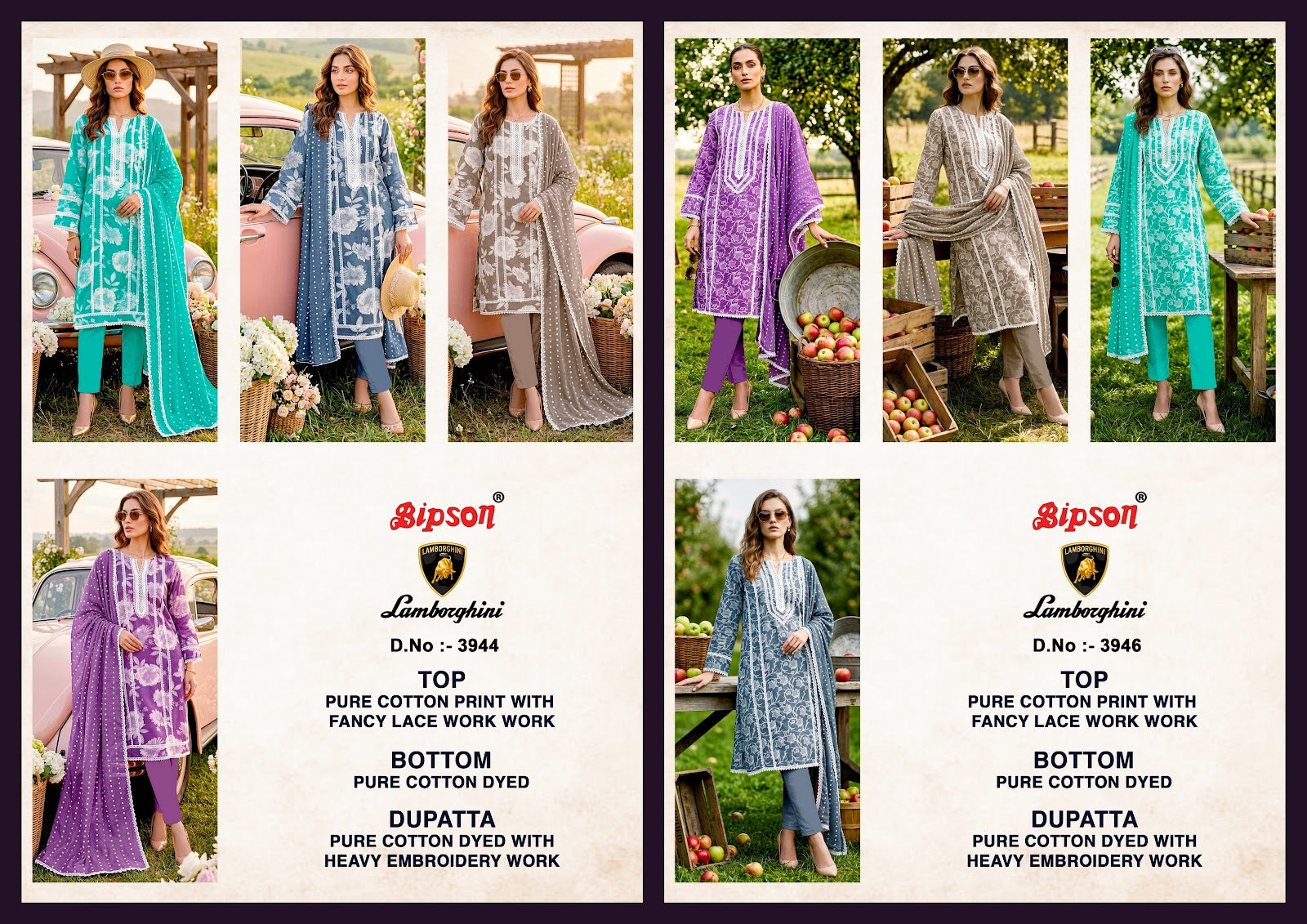 Lamborghini 3944-3946 Bipson Prints Cotton Pant Style Suits Wholesaler Ahmedabad