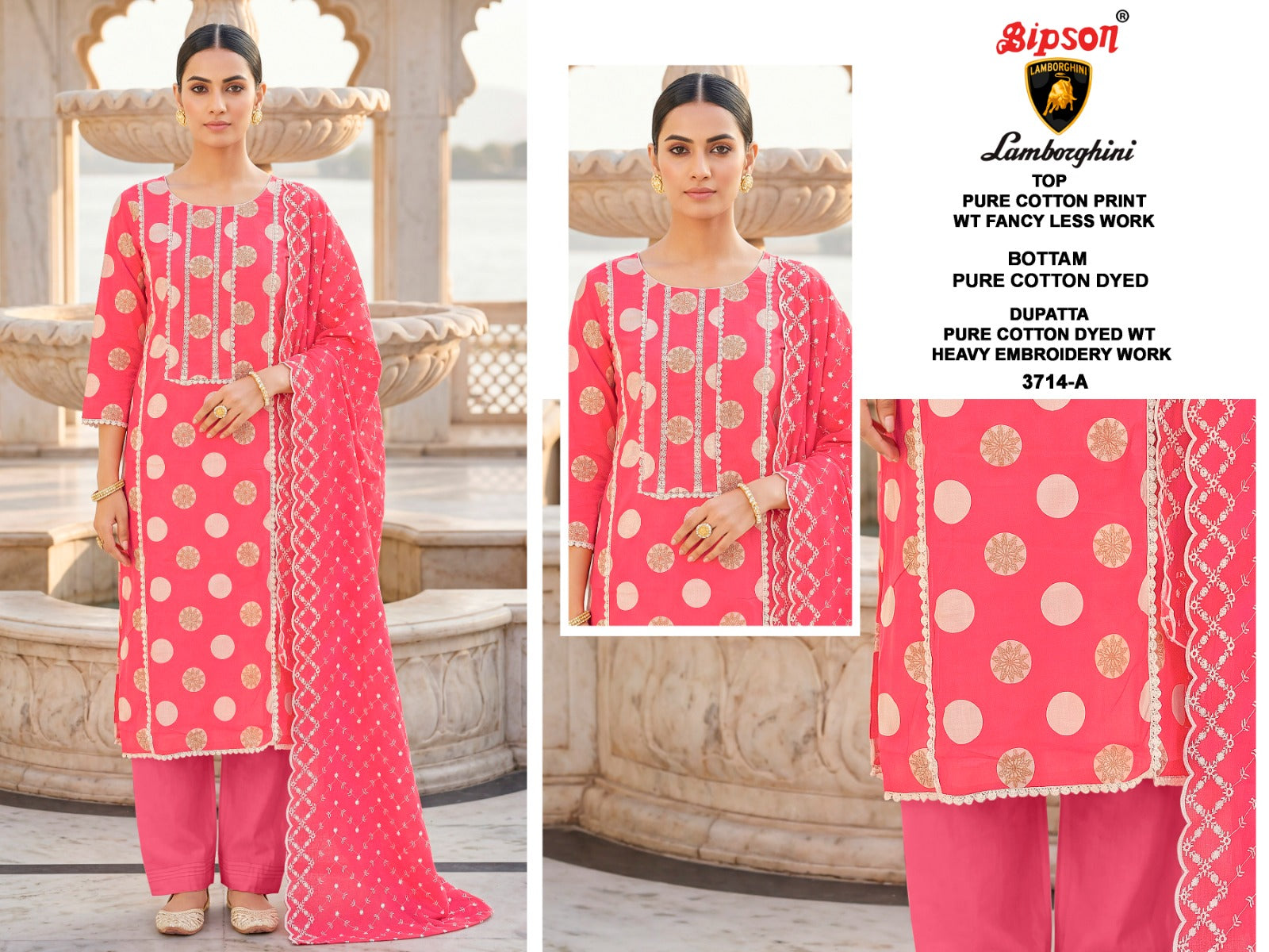 Lamborgini 3714 Bipson Prints Cotton Pant Style Suits Wholesale Rate