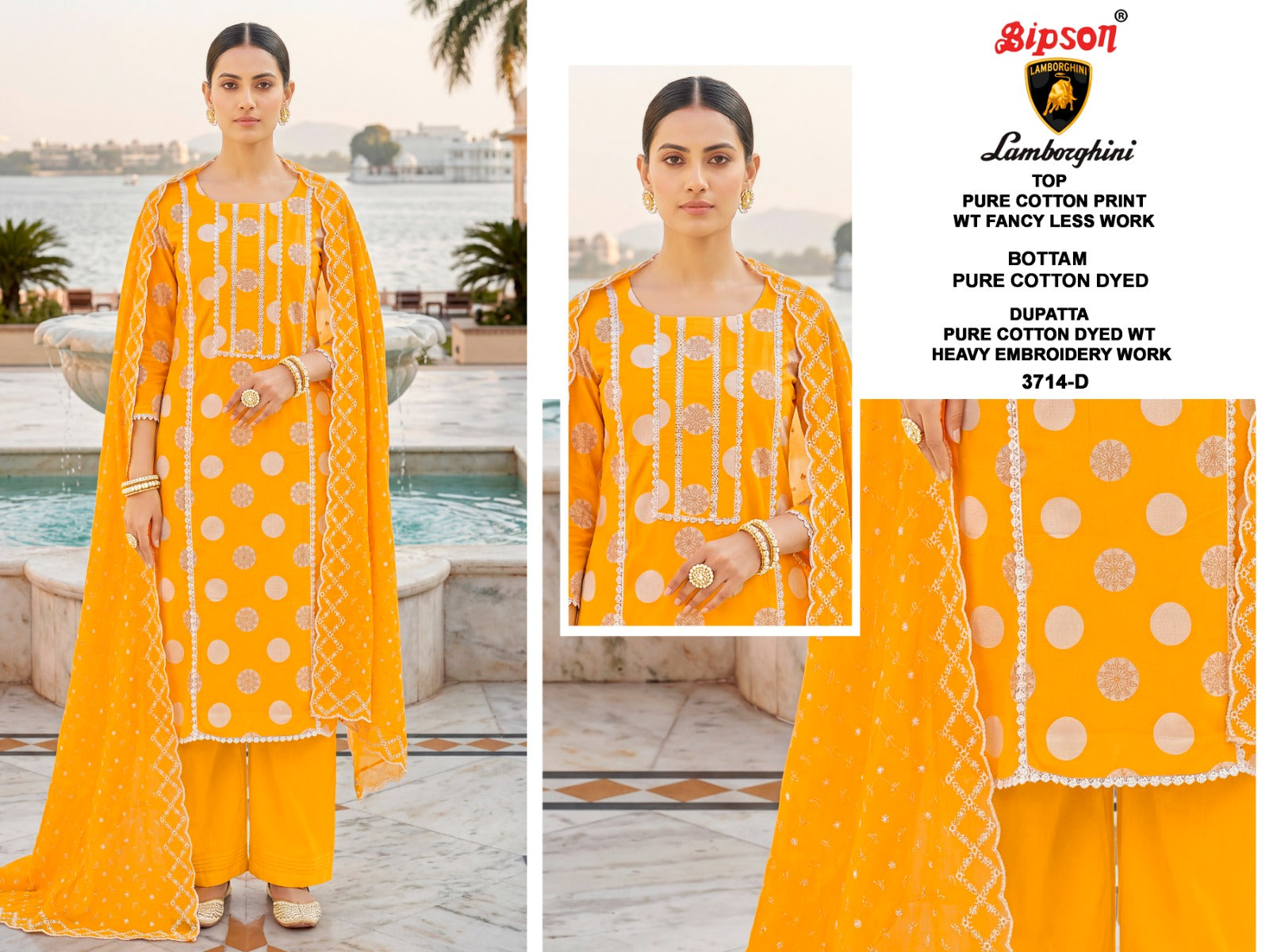 Lamborgini 3714 Bipson Prints Cotton Pant Style Suits Wholesale Rate