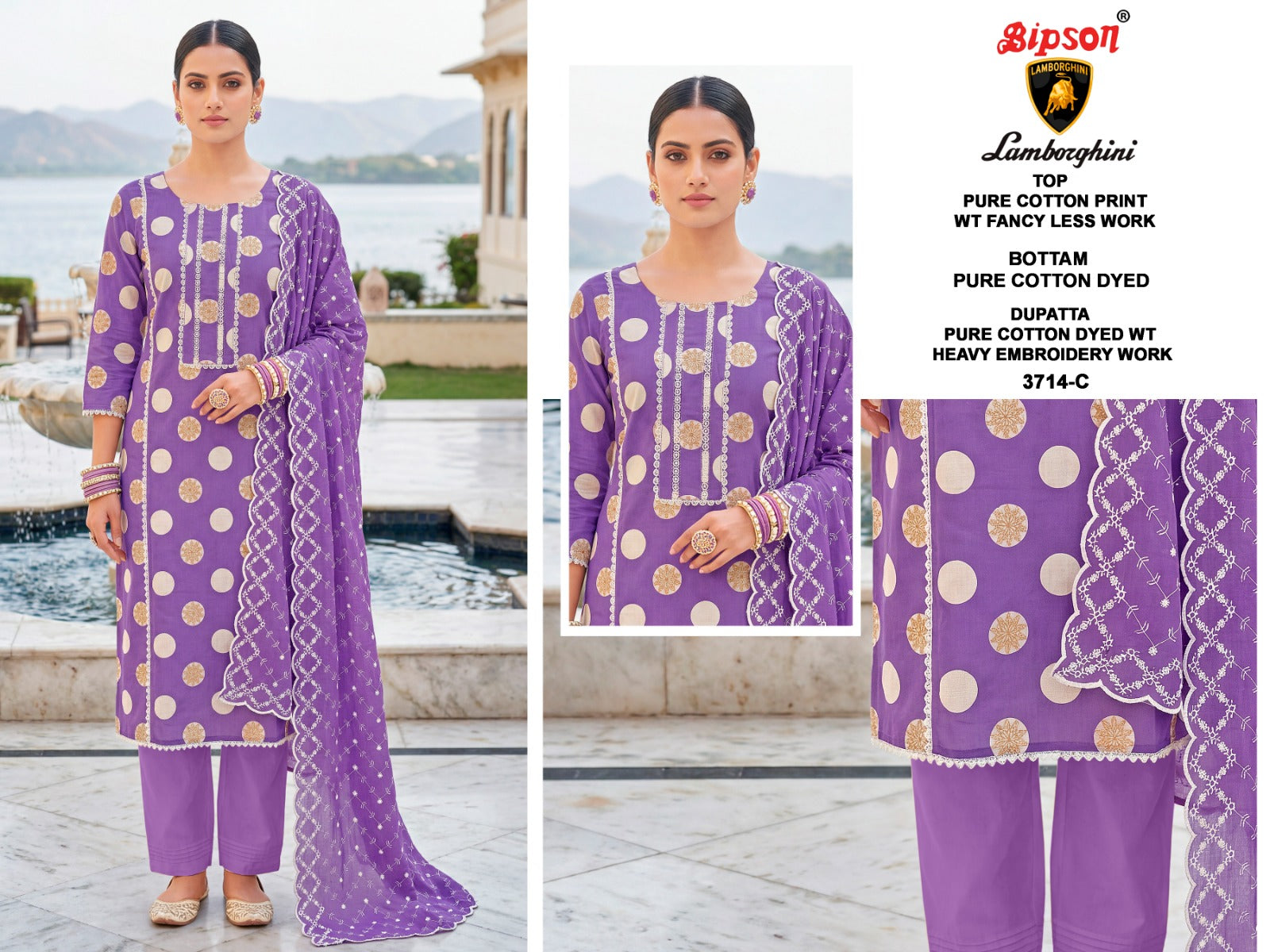 Lamborgini 3714 Bipson Prints Cotton Pant Style Suits Wholesale Rate