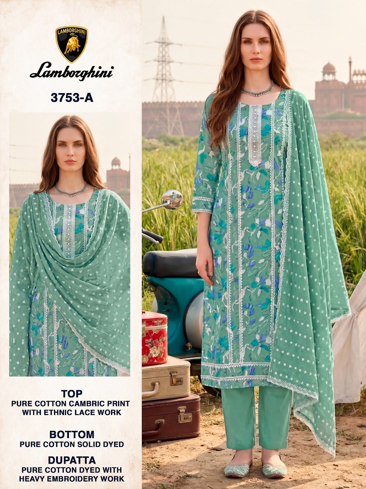 Lamborgini 3753 Bipson Prints Cotton Pant Style Suits Wholesale
