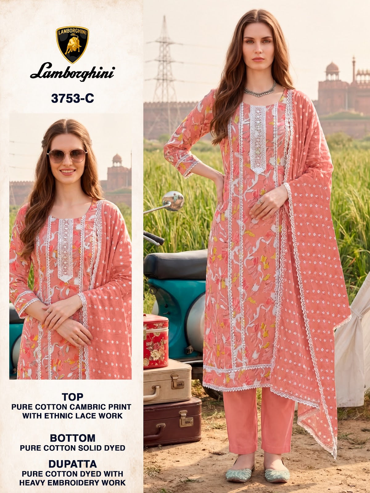 Lamborgini 3753 Bipson Prints Cotton Pant Style Suits Wholesale