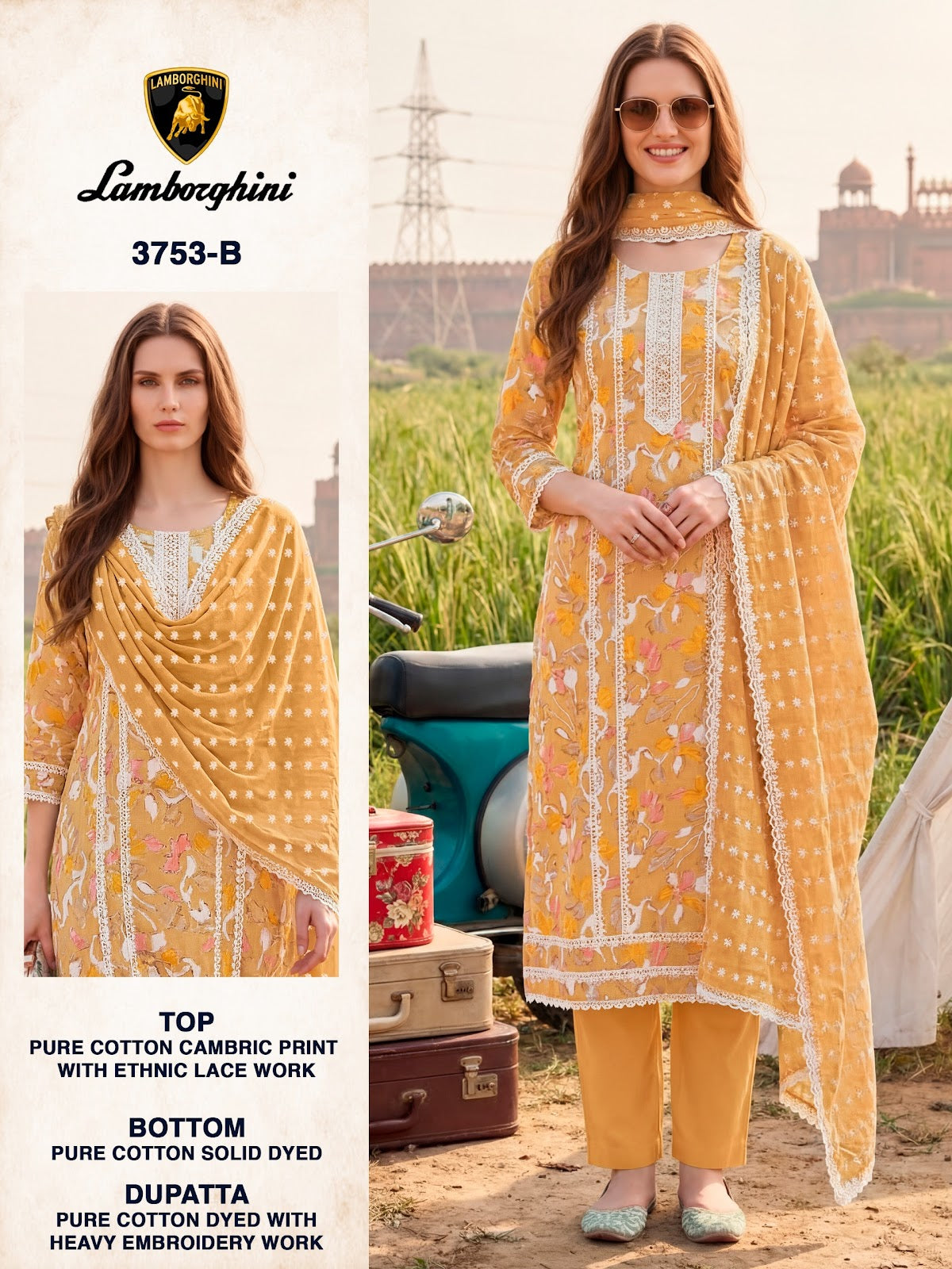 Lamborgini 3753 Bipson Prints Cotton Pant Style Suits Wholesale