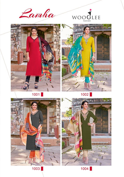 Lamha Wooglee Rayon Readymade Pant Style Suits Wholesale Price