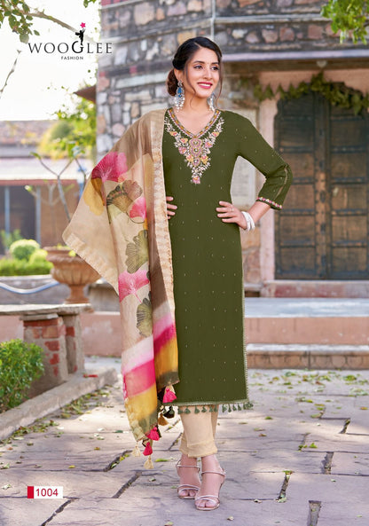 Lamha Wooglee Rayon Readymade Pant Style Suits Wholesale Price