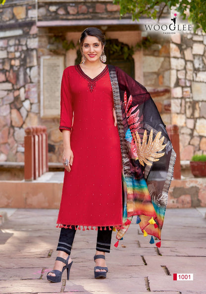 Lamha Wooglee Rayon Readymade Pant Style Suits Wholesale Price