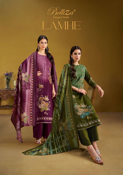 Lamhe Belliza Designer Studio Viscose Rayon Karachi Salwar Suits Exporter