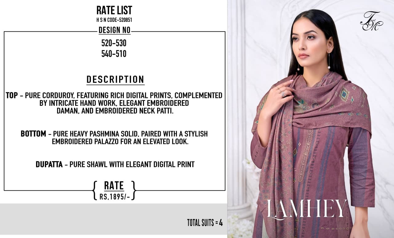 Lamhey Tm Pashmina Suits Wholesale Price
