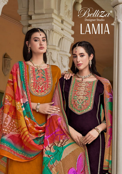 Lamia Belliza Designer Studio Pure Jam Karachi Salwar Suits Exporter Gujarat