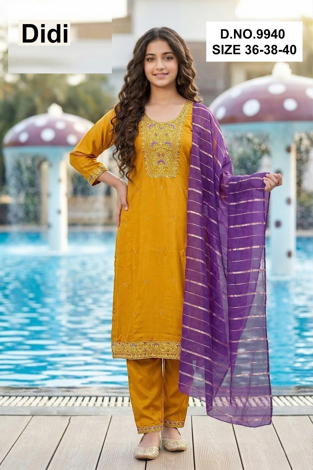 Lamikaa Dn 9940 Didi Gaji Silk Girls Readymade Pant Suits Wholesale Price