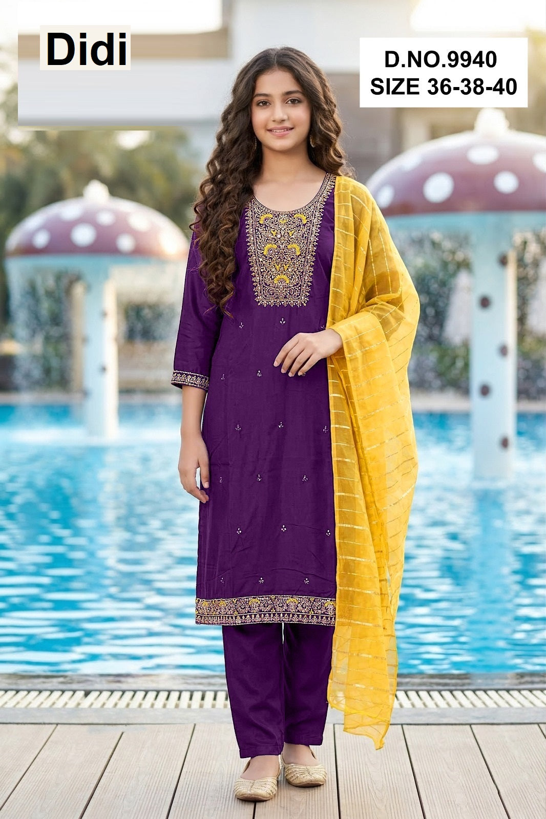 Lamikaa Dn 9940 Didi Gaji Silk Girls Readymade Pant Suits Wholesale Price