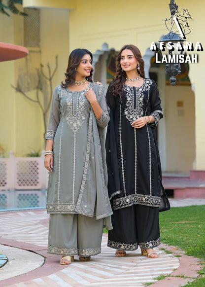 Lamisah Afsana Georgette Readymade Plazzo Style Suits Wholesaler