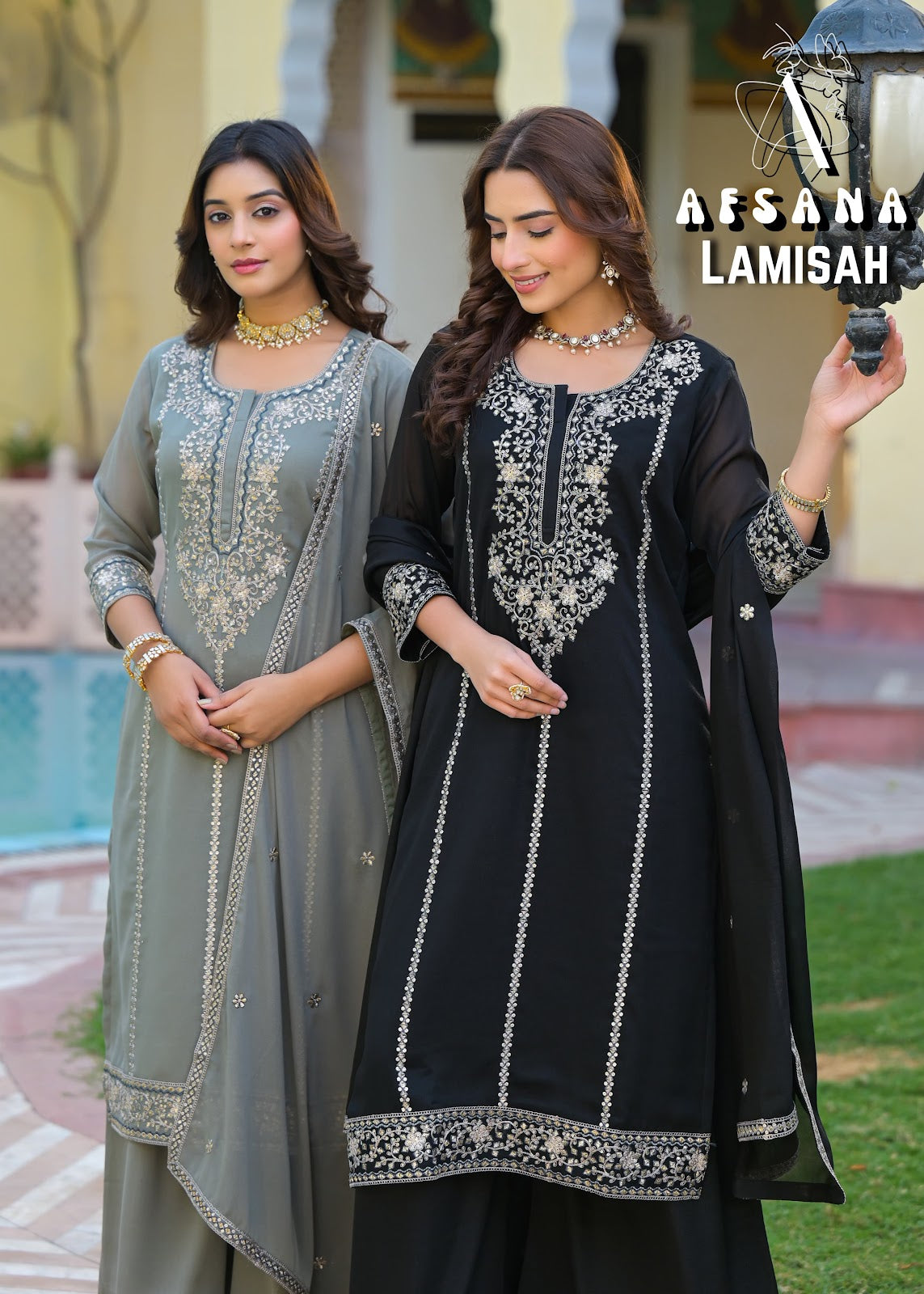 Lamisah Afsana Georgette Readymade Plazzo Style Suits Wholesaler