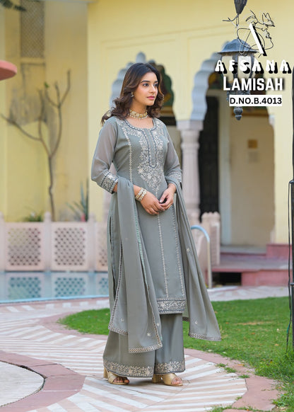 Lamisah Afsana Georgette Readymade Plazzo Style Suits Wholesaler