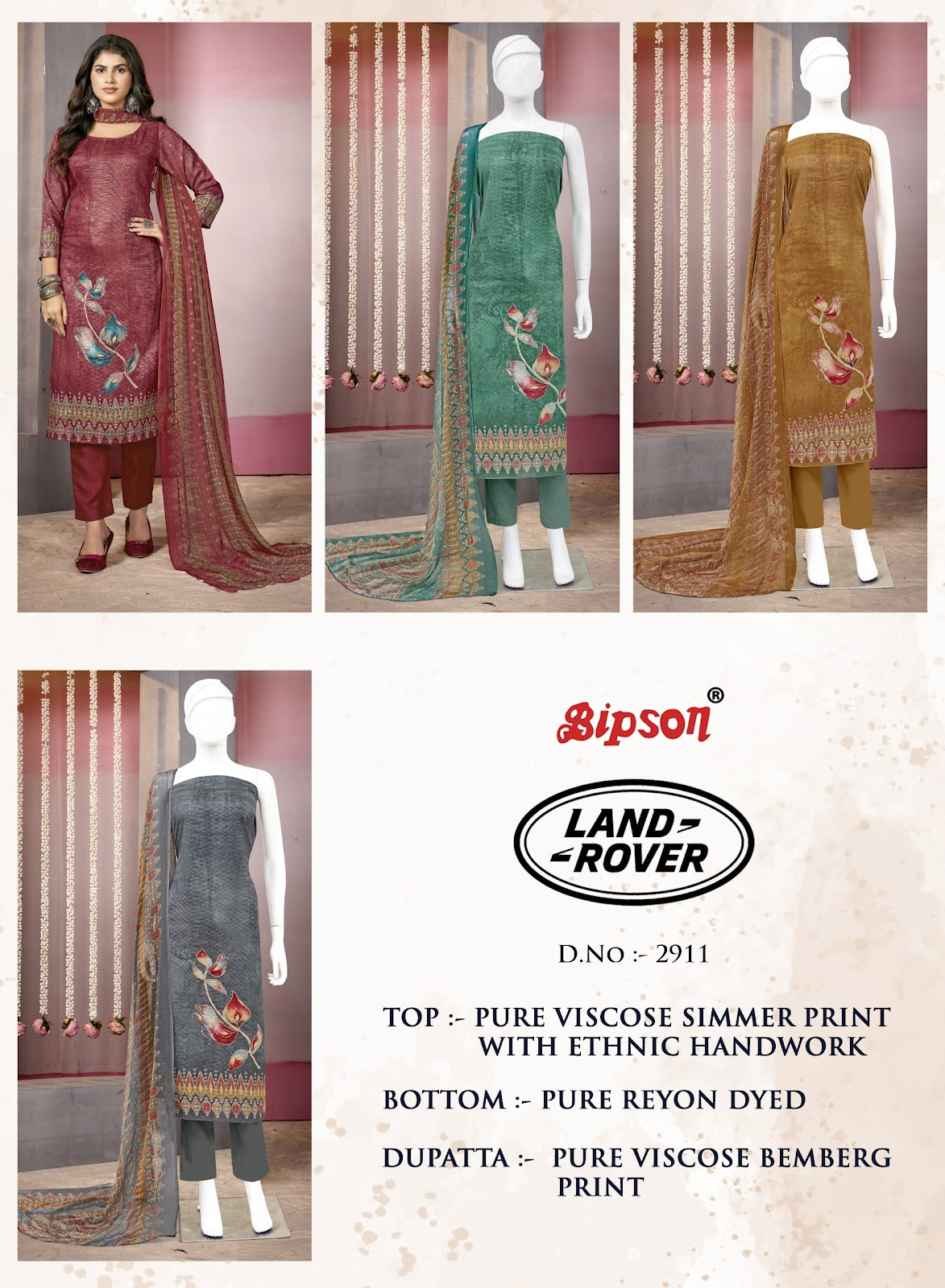 Land Rover 2911 Bipson Prints Viscose Simmer Pant Style Suits Manufacturer India