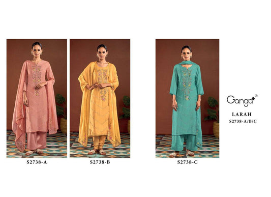 Larah 2738 Ganga Premium Bemberg Plazzo Style Suits Wholesale Price