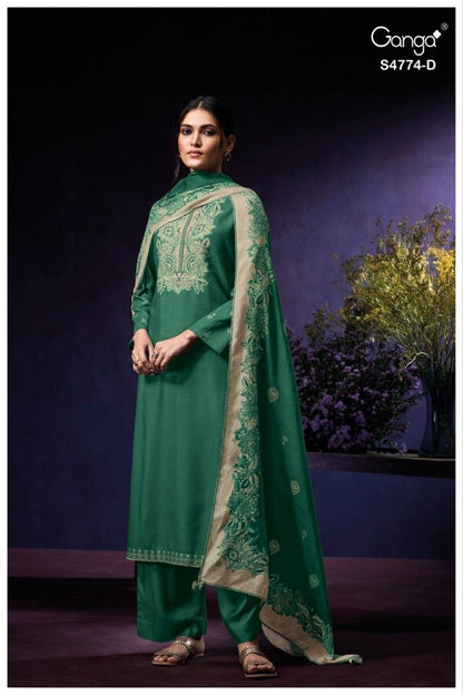 Larya 4774 Ganga Cotton Plazzo Style Suits Manufacturer Ahmedabad