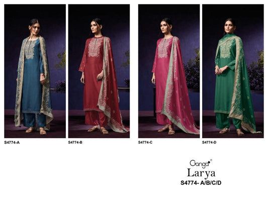 Larya 4774 Ganga Cotton Plazzo Style Suits Manufacturer Ahmedabad